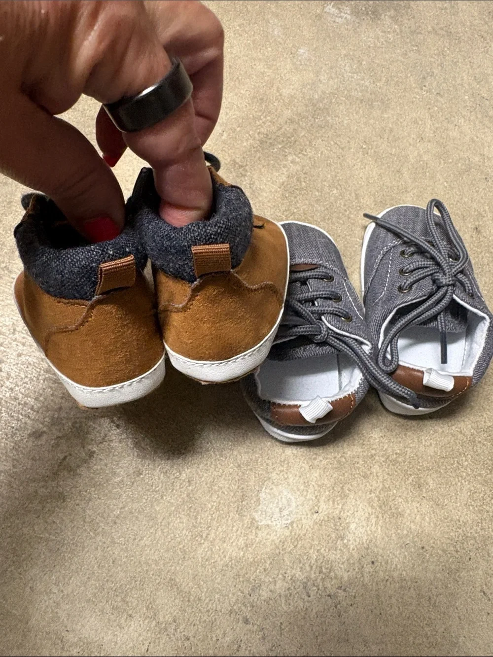 Baby Casual Shoes in Brown and Gray 2 pairs 3 to 6 months